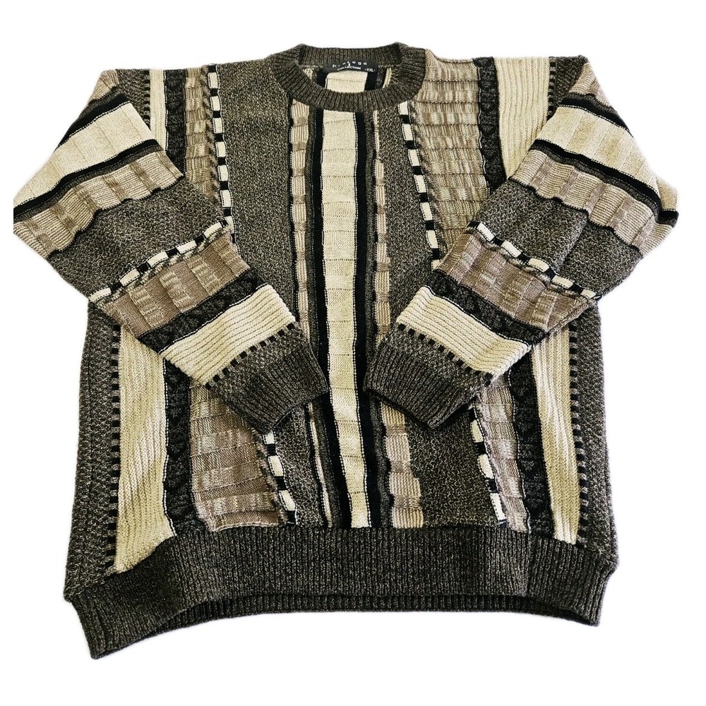 Vintage Protege Collection Multi Color 90s Style Textured Sweater Men's Sz 2XL‎